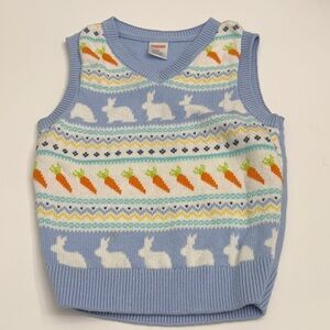 Gymboree Blue Sweater Vest with Bunny and Carrot Design Size 3T